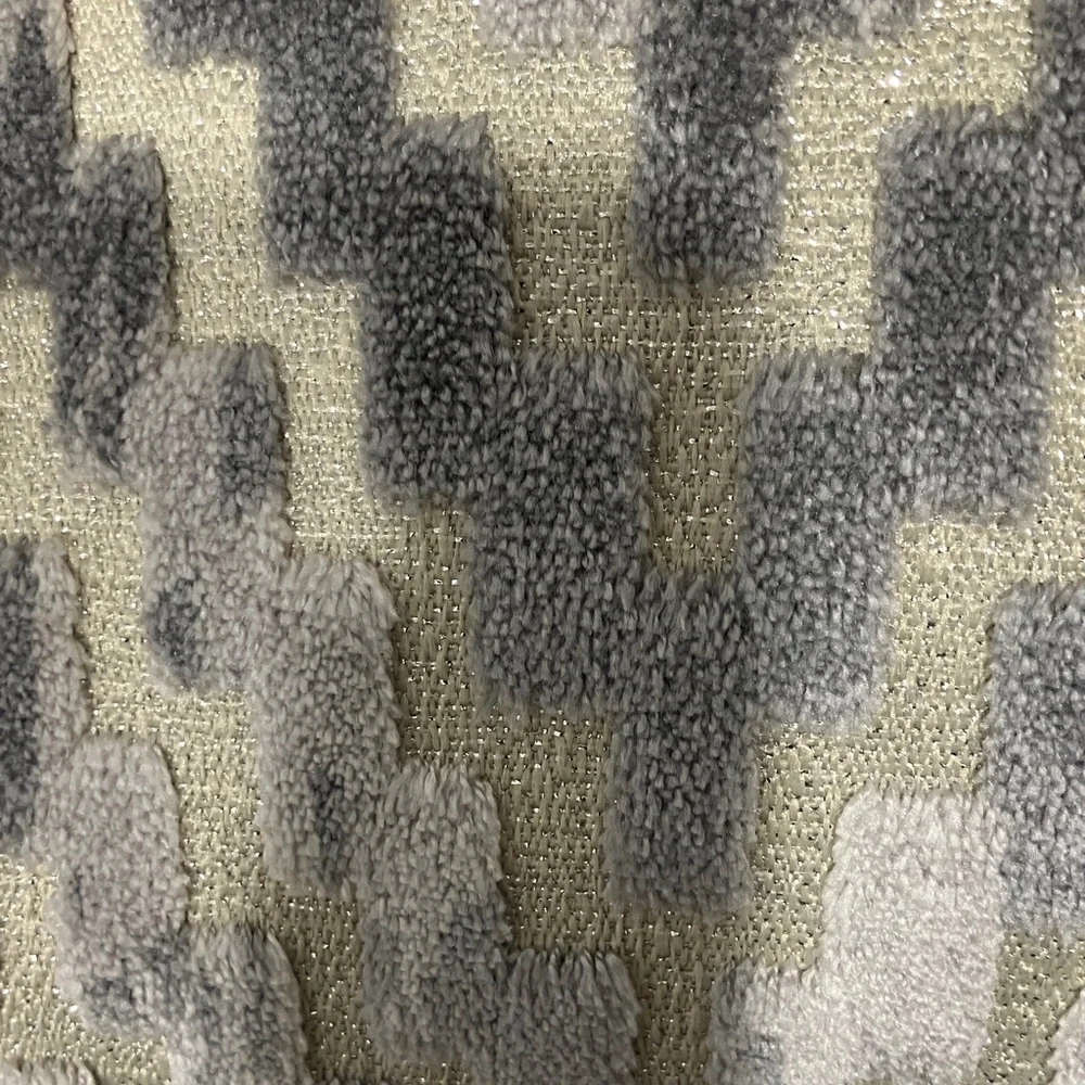 Neutral Chevron Velvet Lumbar Pillow - Silver & Cream & grey - Picture 6 of 9